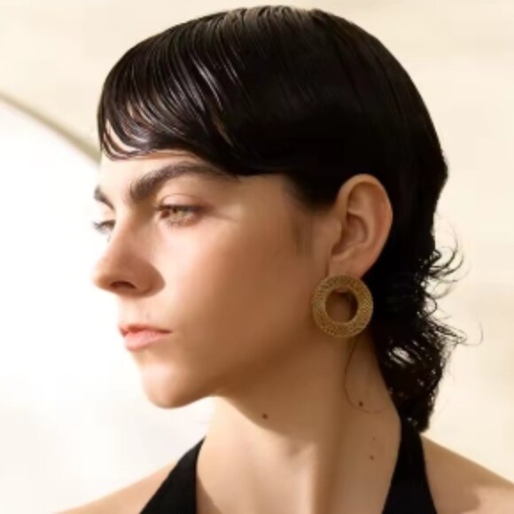 Women's Earrings, Gold Earrings, Statement Earrings, Gold Jewelry, Gift Idea - Picture 2 of 2